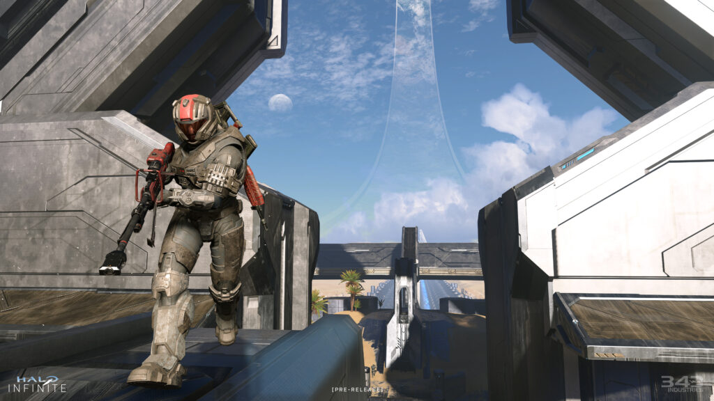 Halo Infinite spartan using a sniper rifle