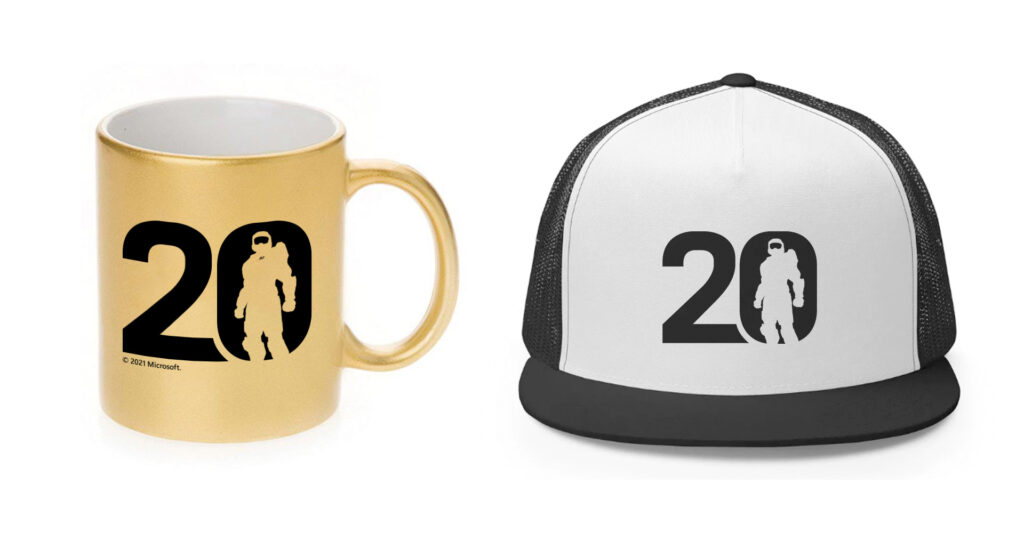 Halo 20th Anniversary mug and hat