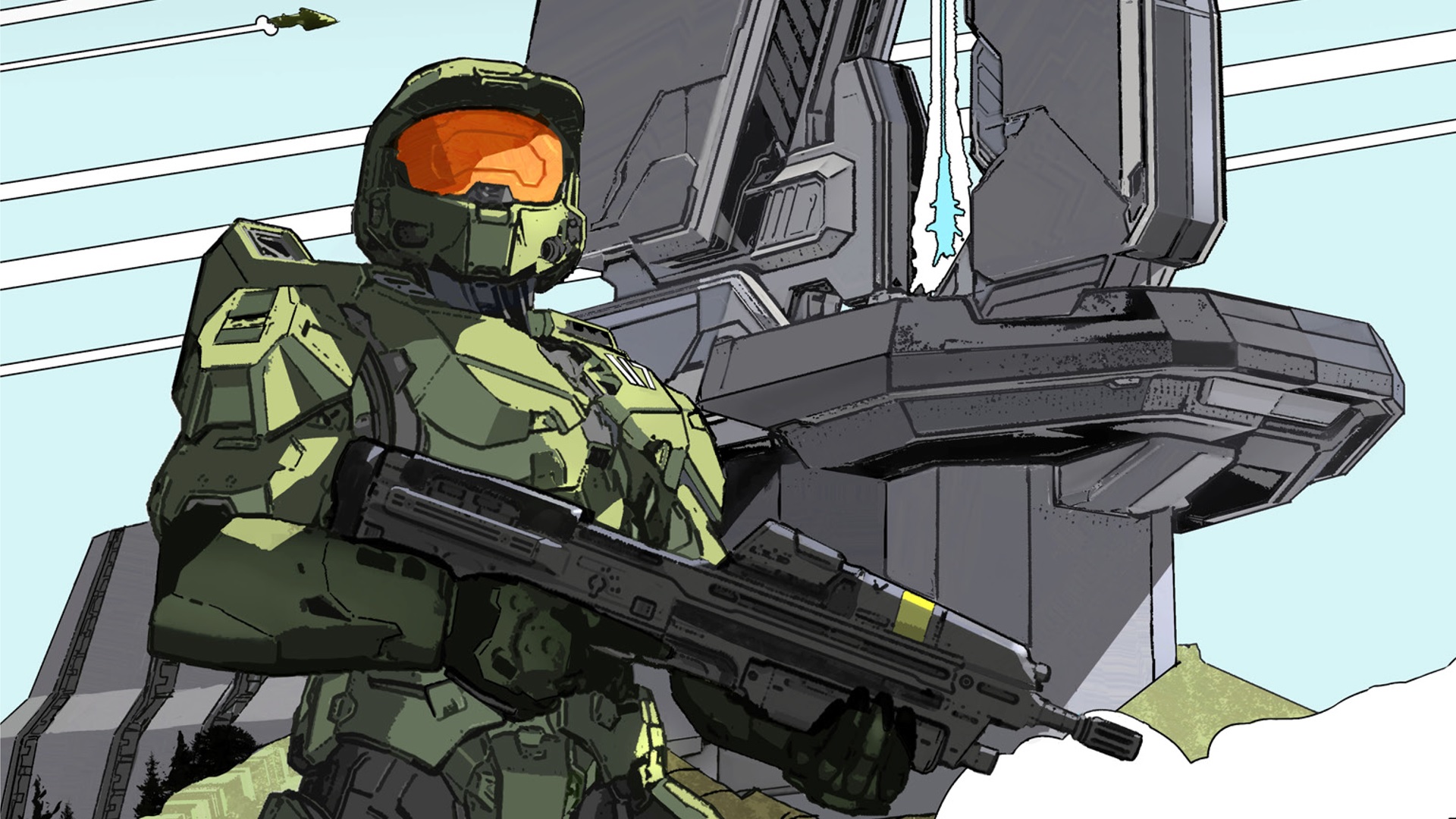 Part of the 2022 Halo Encyclopedia's cover.