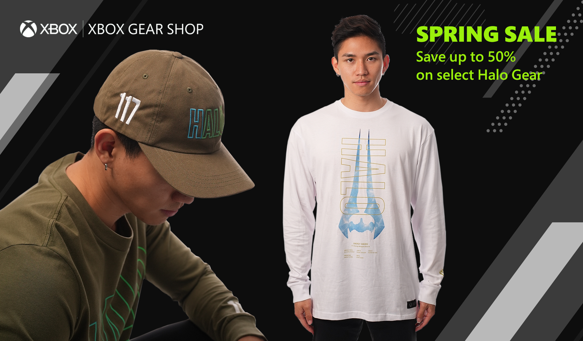 Xbox Gear Shop sale image - save up to 50% on select Halo gear.