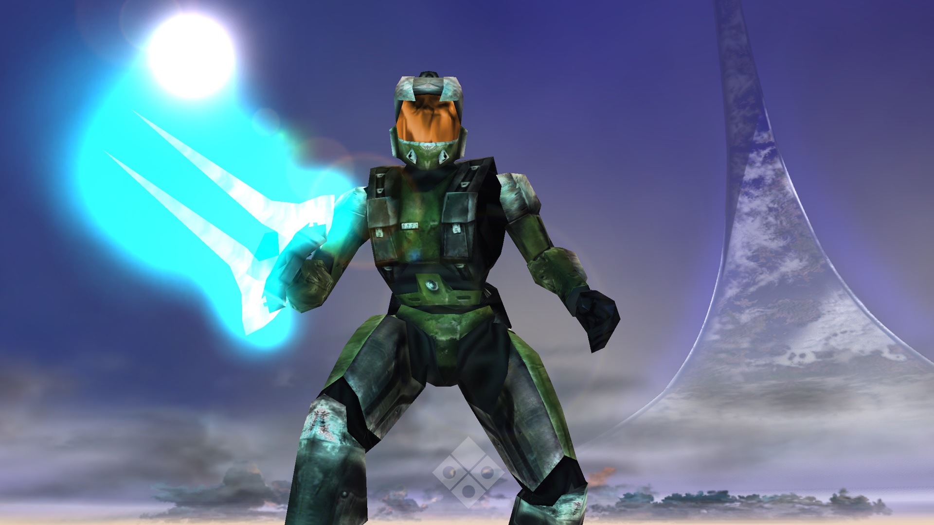 1999 cyborg with an energy sword on a Halo ring