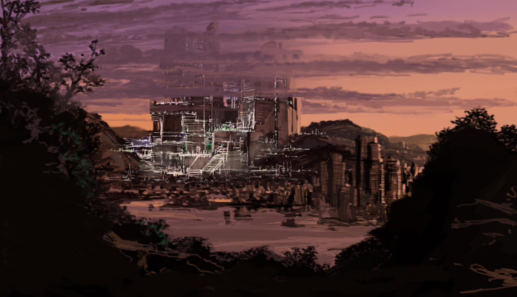Eddie Smith concept art for the Mombasa arcology in Halo 2