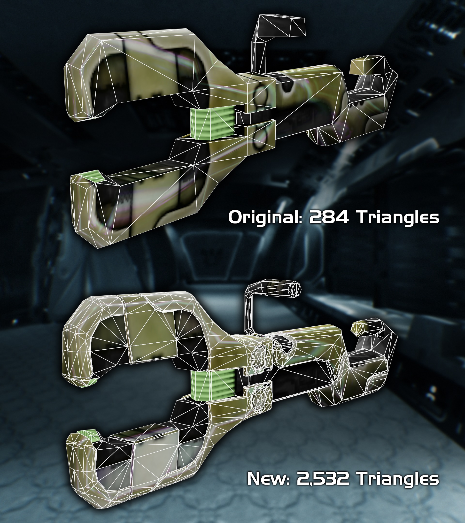 Ludus gravity wrench model comparison of triangle details