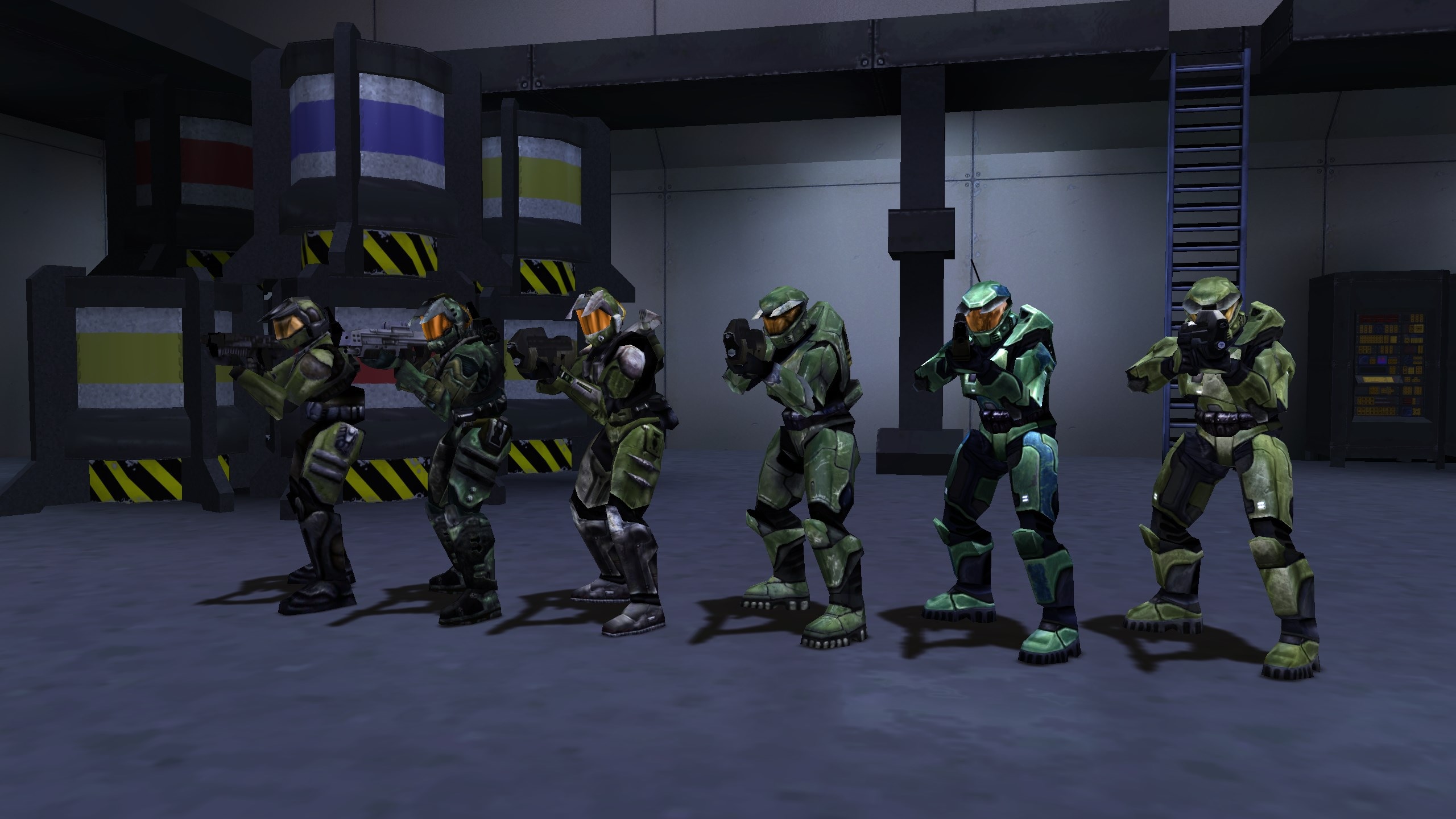 Line-up of Spartan and 1999-era cyborg models