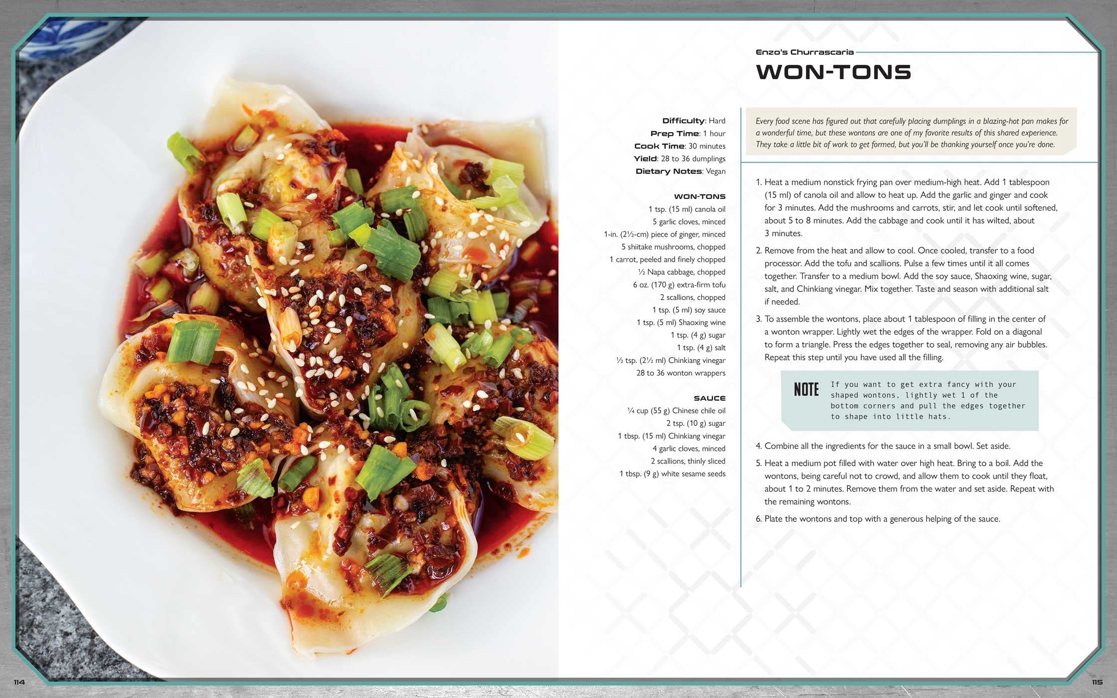 Halo: The Official Cookbook recipe preview for won-tons