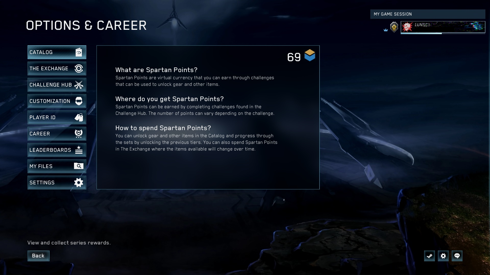 Screenshot of updated MCC career menu (feat. a nice number of Spartan Points)