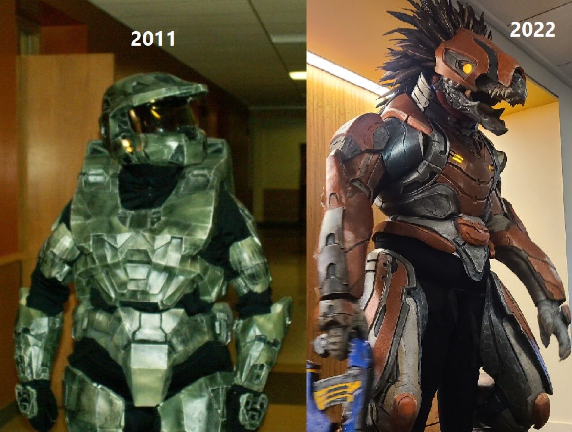 WexyLex cosplay of Master Chief in 2011 and Skirmisher in 2022