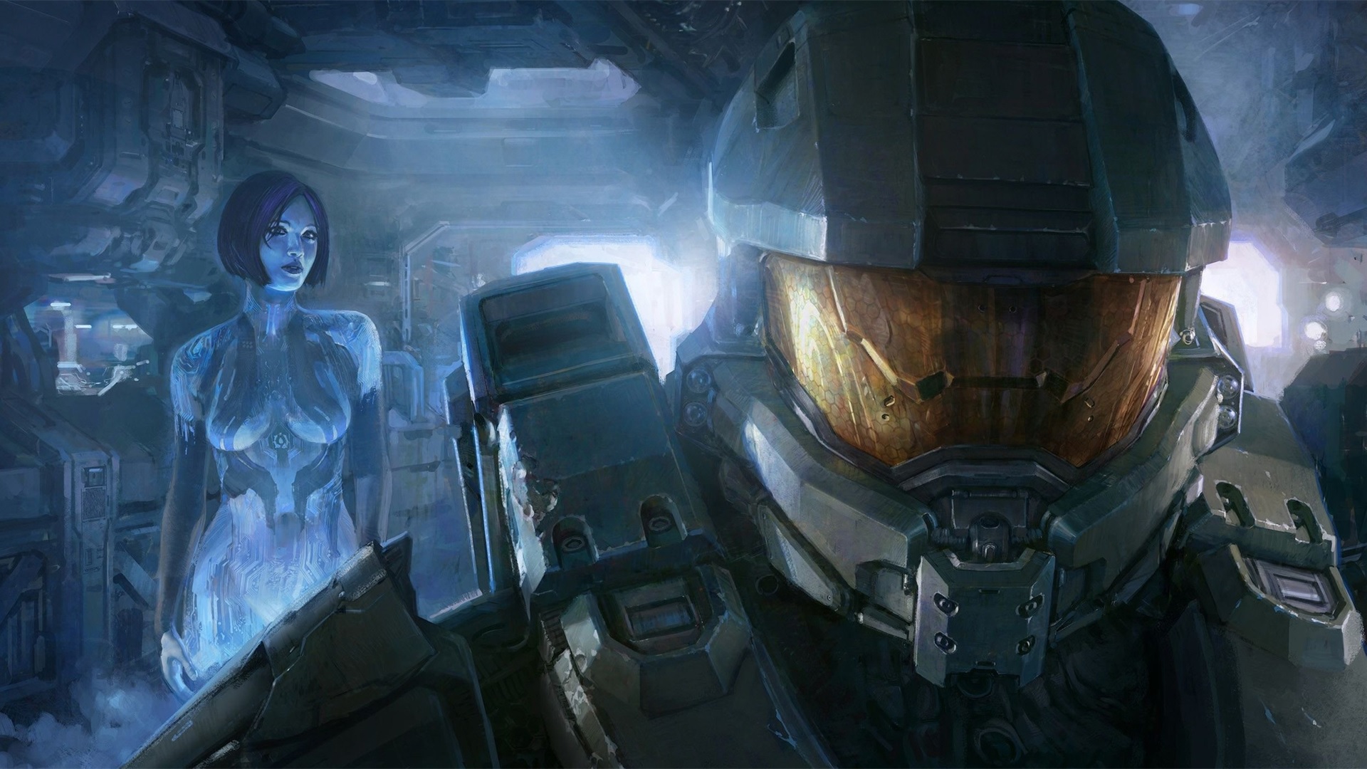 Halo 4 concept art of Master Chief and Cortana by John Wallin Liberto