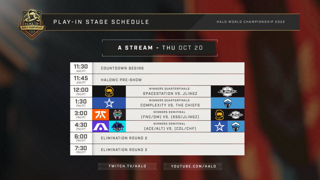 HaloWC 2022 - Play-In Stage Match Schedule - A Stream
