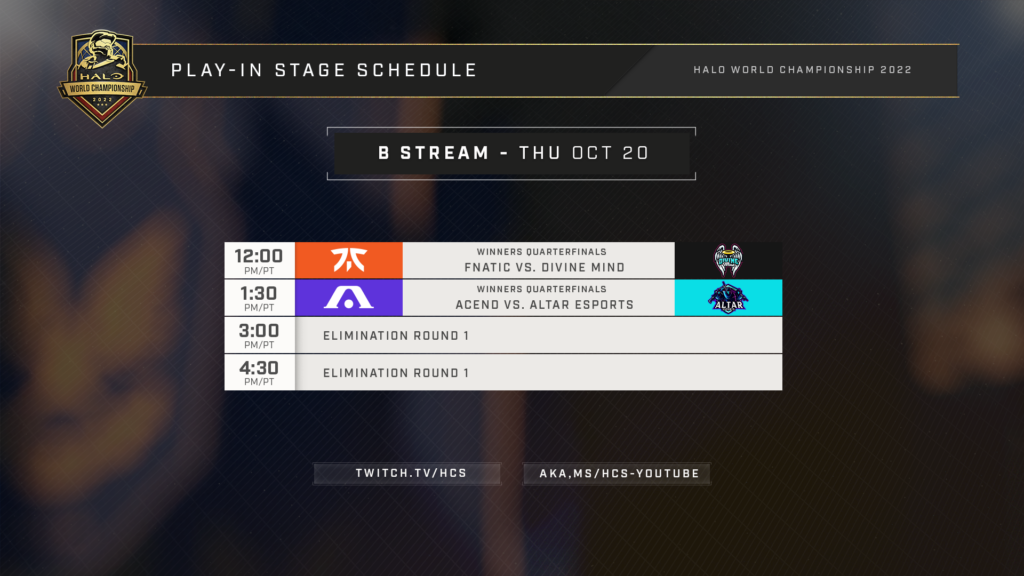 HaloWC 2022 - Play-In Stage Match Schedule - B Stream