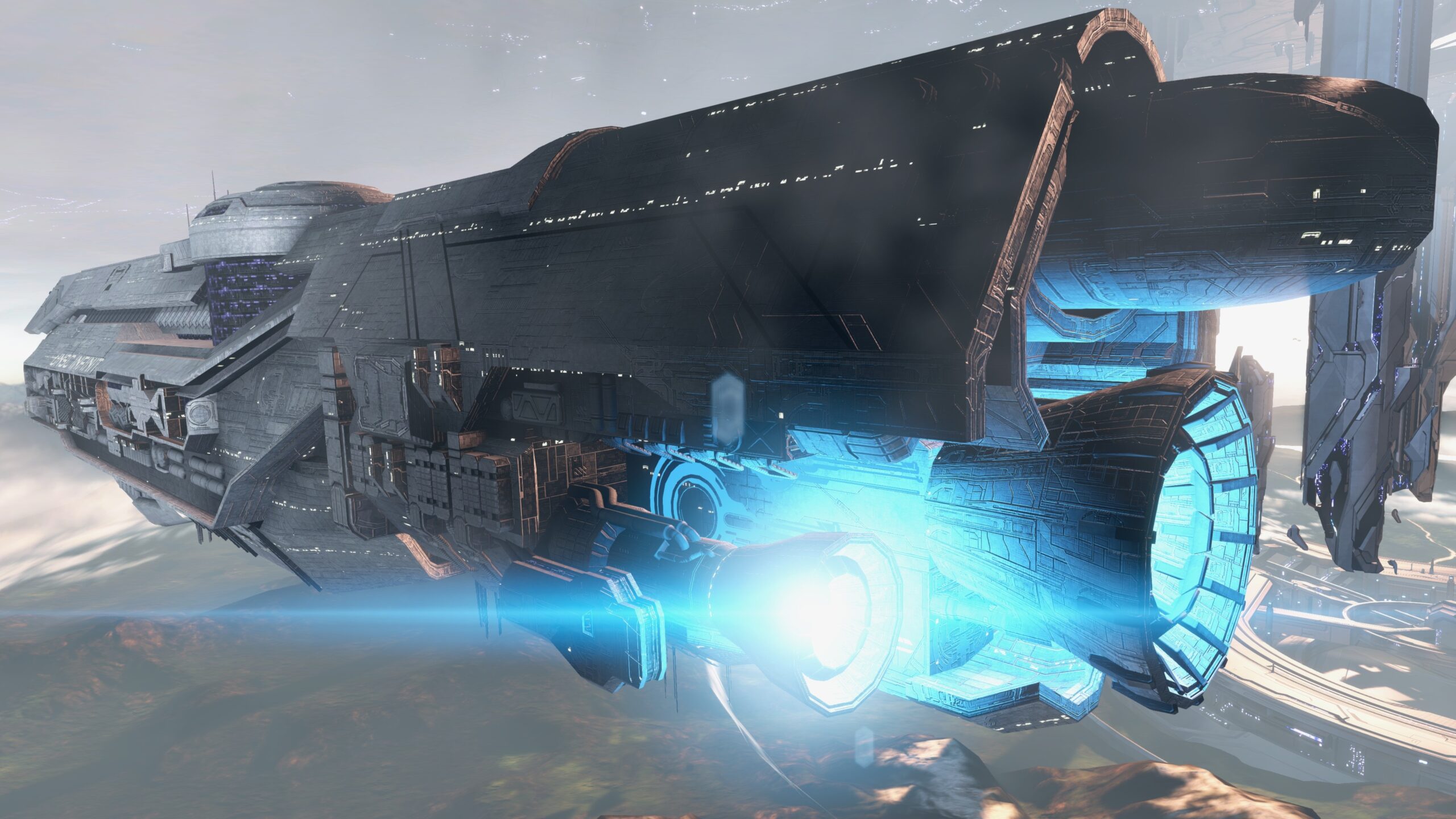 Screenshot of the UNSC Infinity in halo 4