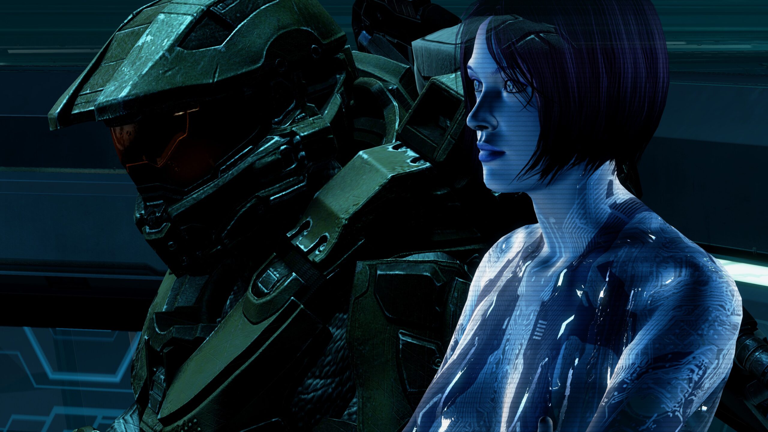 Halo 4 in-game screenshot of the Master Chief and Cortana