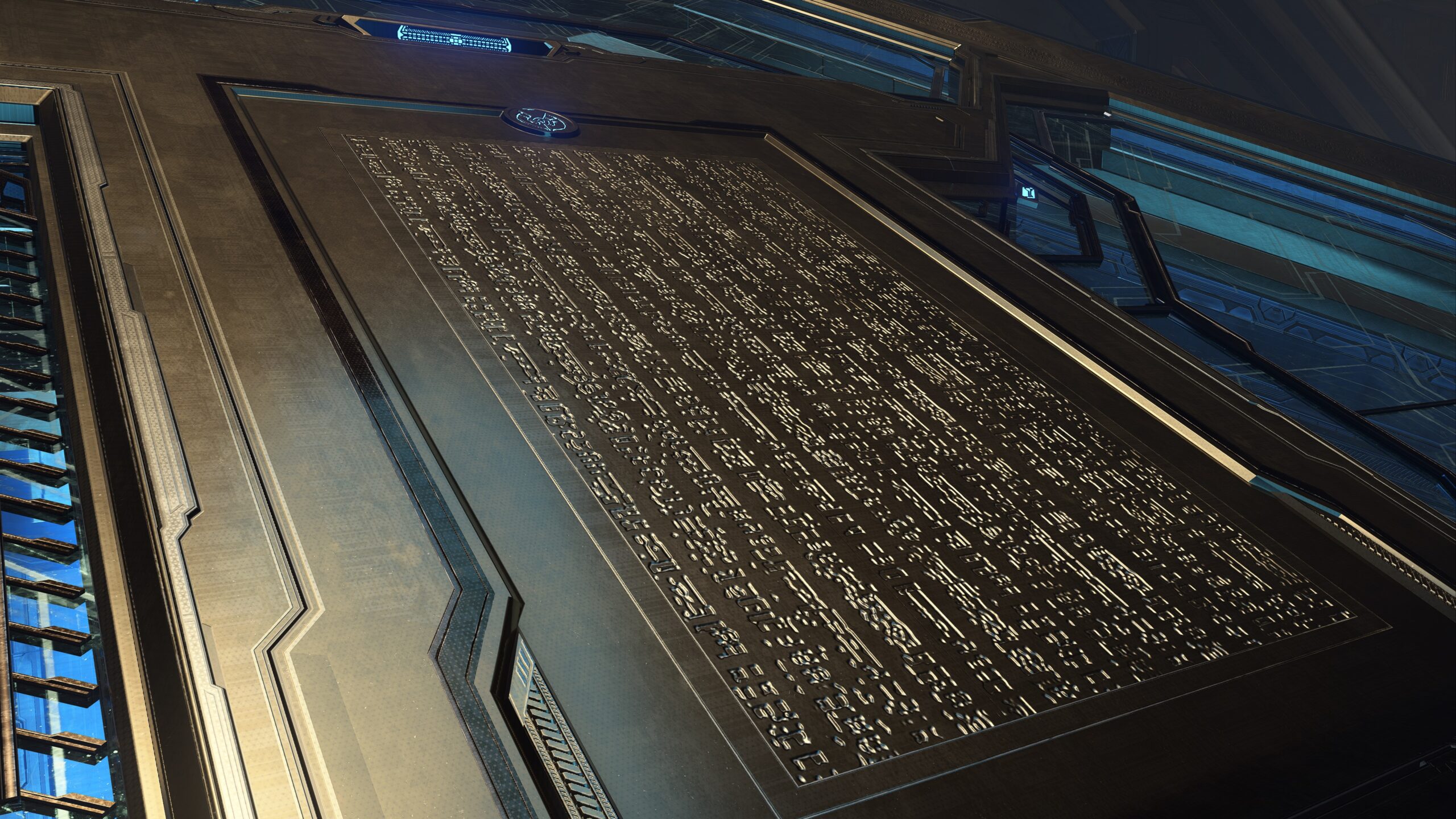 Halo Infinite campaign screenshot of mysterious glyphs in the Conservatory, previously seen in Halo 3