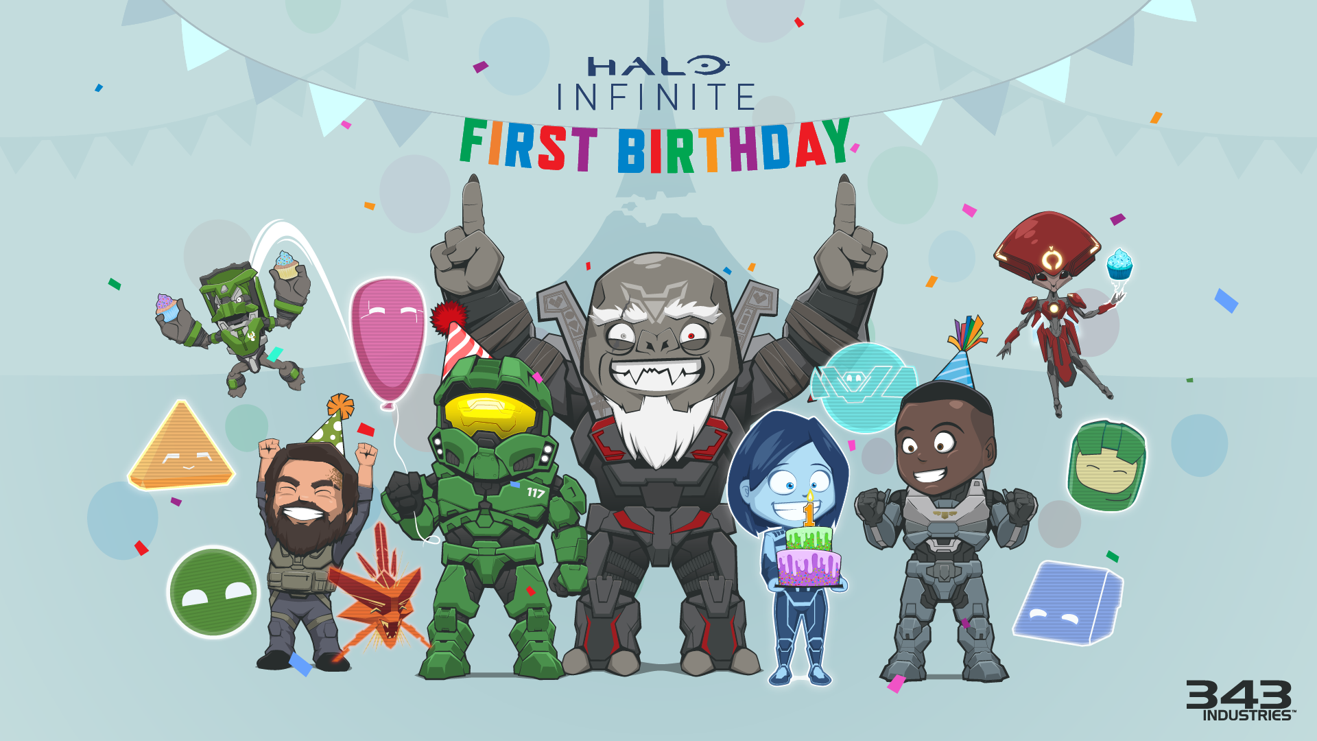 Halo Infinite first birthday celebratory card