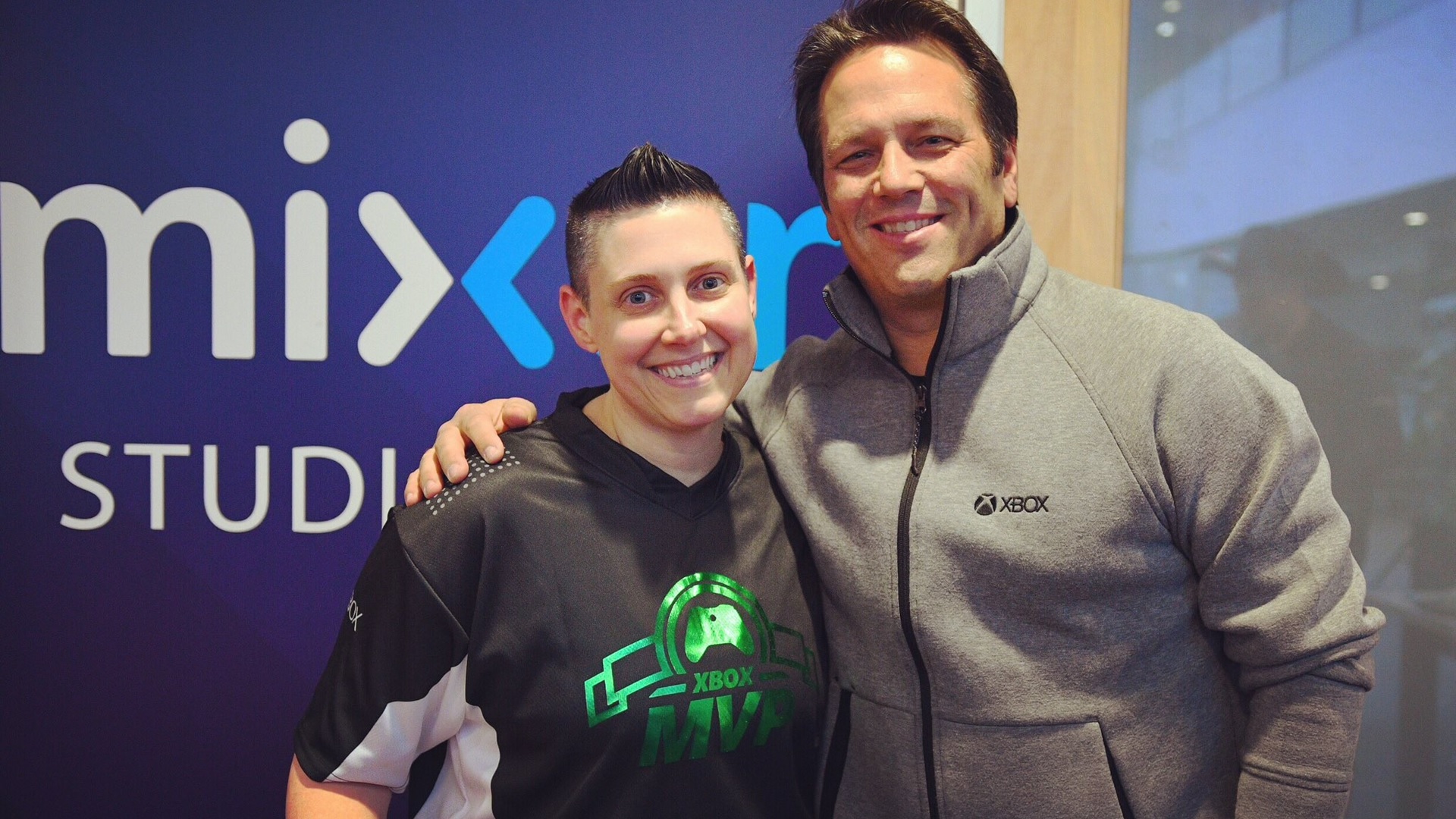 Image of Moto with Phil Spencer, CEO of Xbox Game Studios