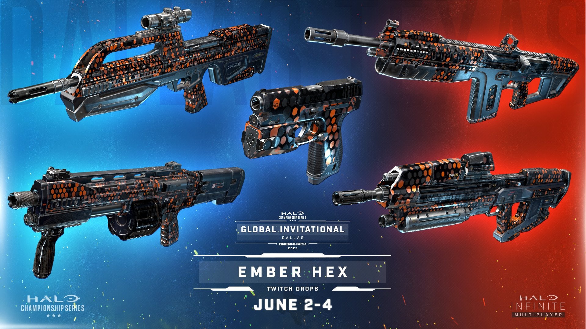 Halo Infinite image of the Ember Hex weapon coating