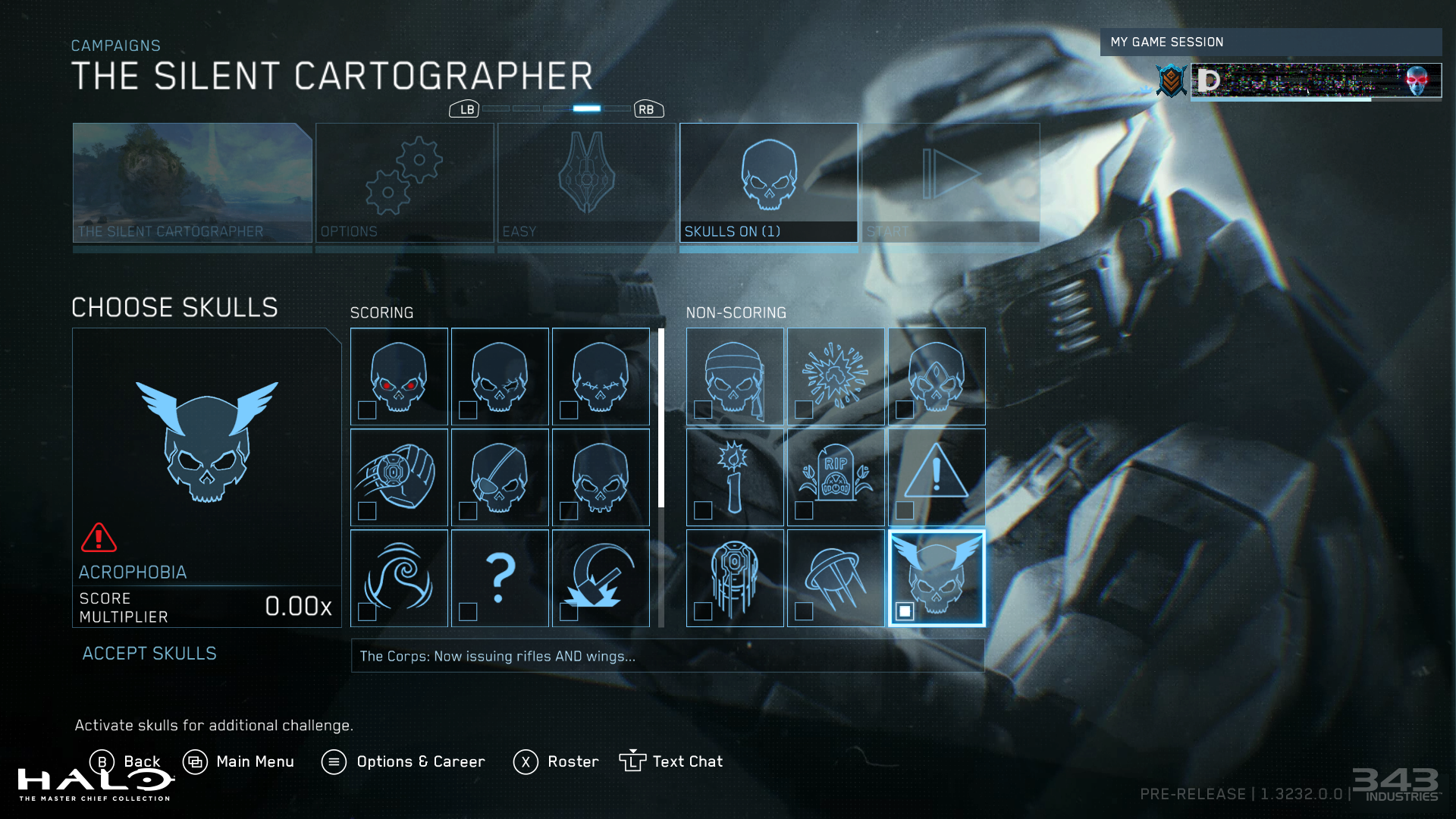 Halo: CE screenshot showing the Acrophobia skull