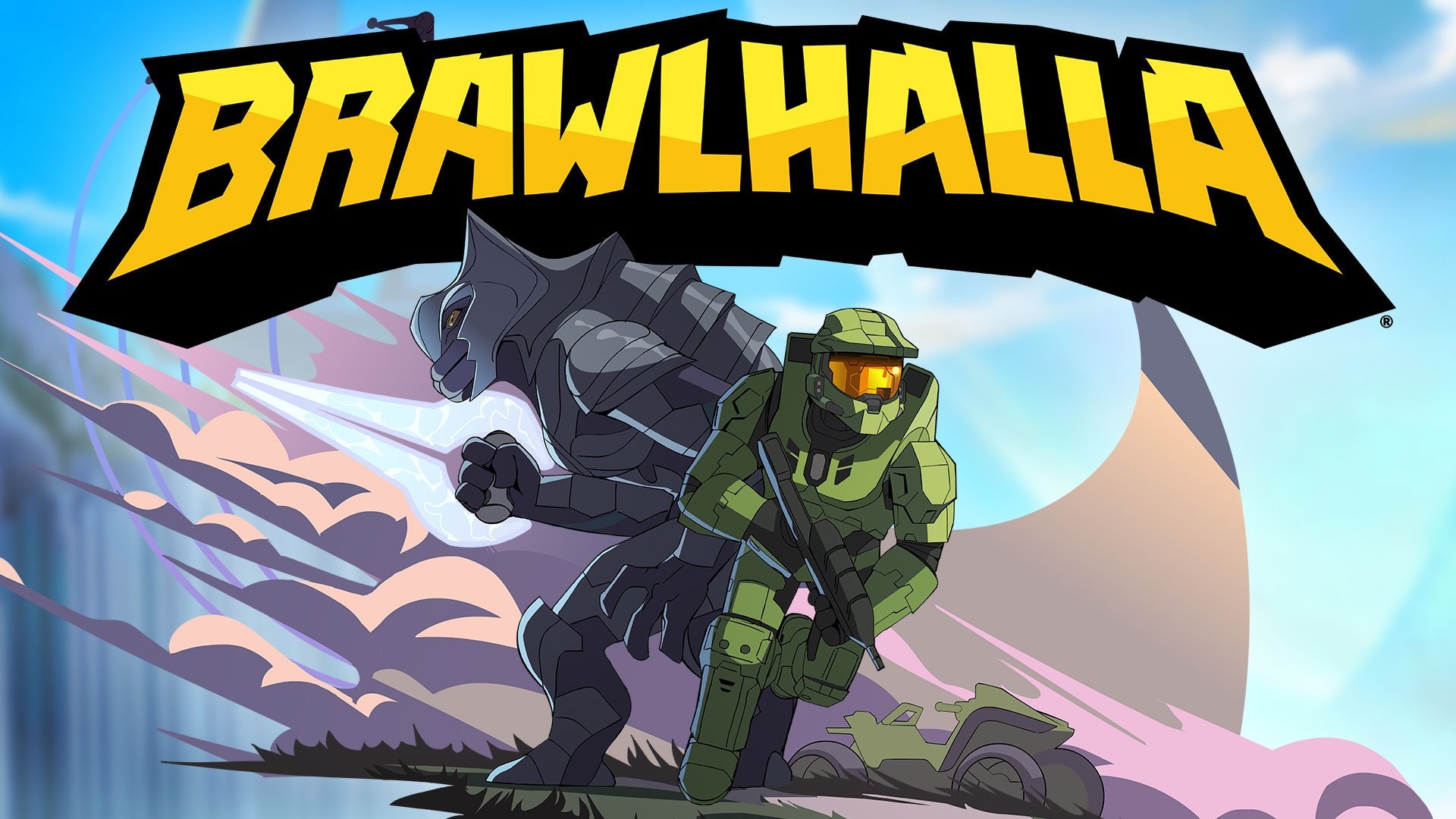 Halo x Brawlhalla partnershop image showing the Master Chief and the Arbiter