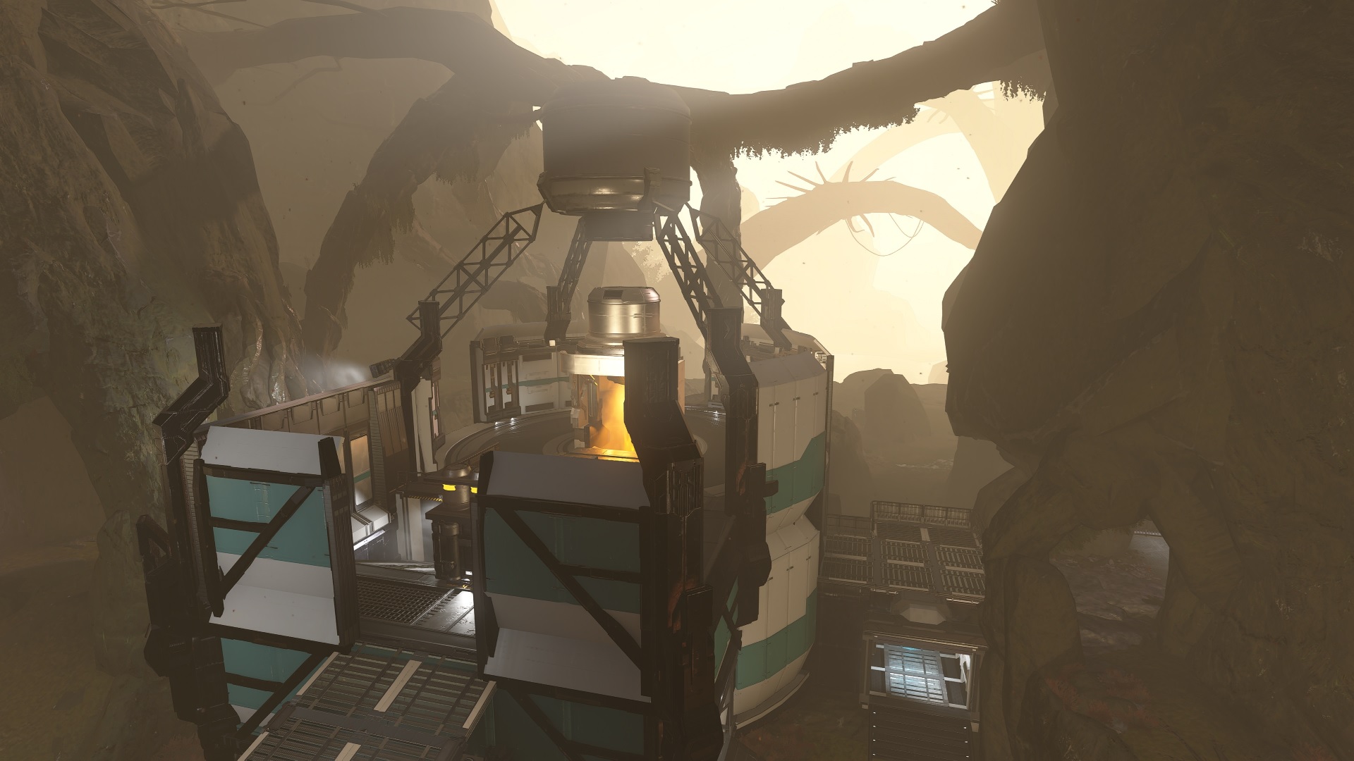Captura de tela de Halo Infinite de um remake do mapa Halo 4 Abandon feito em Forge