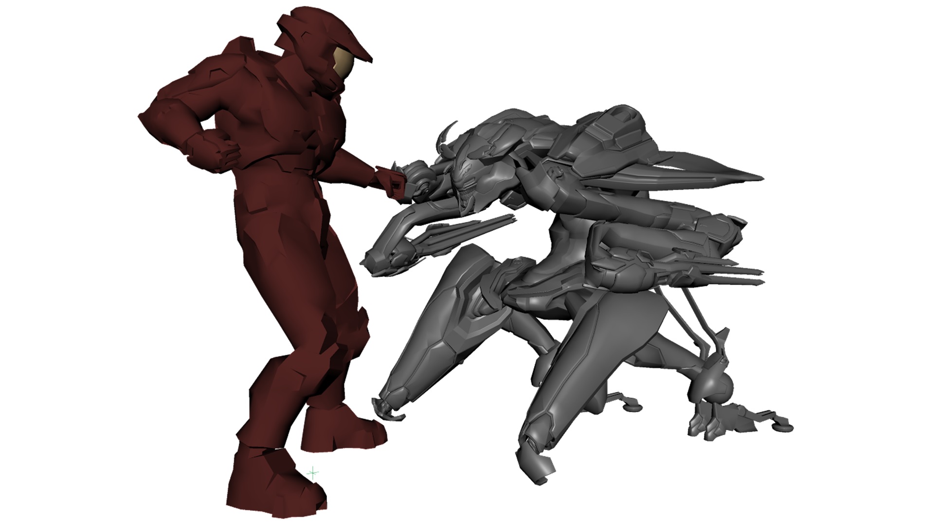 Digsite screenshot of the Master Chief and an earlier iteration of the Promethean Knight in a brawl
