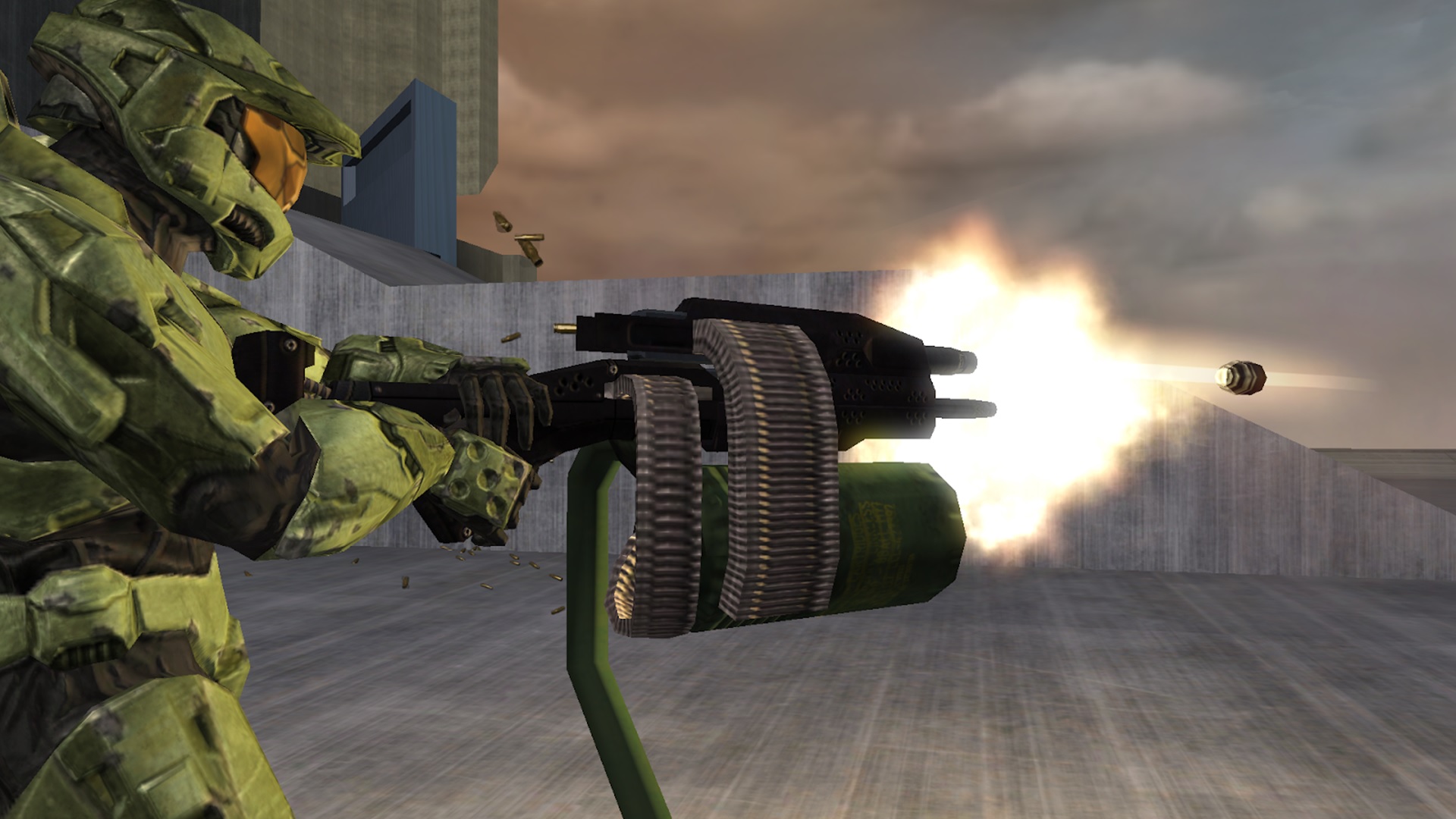 Digsite screenshot of the Master Chief firing the machine gun grenade launcher