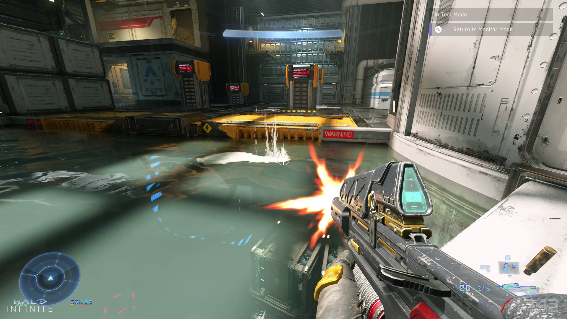 A screenshot of the Reactive Water Plane's ripple effect when being shot at.