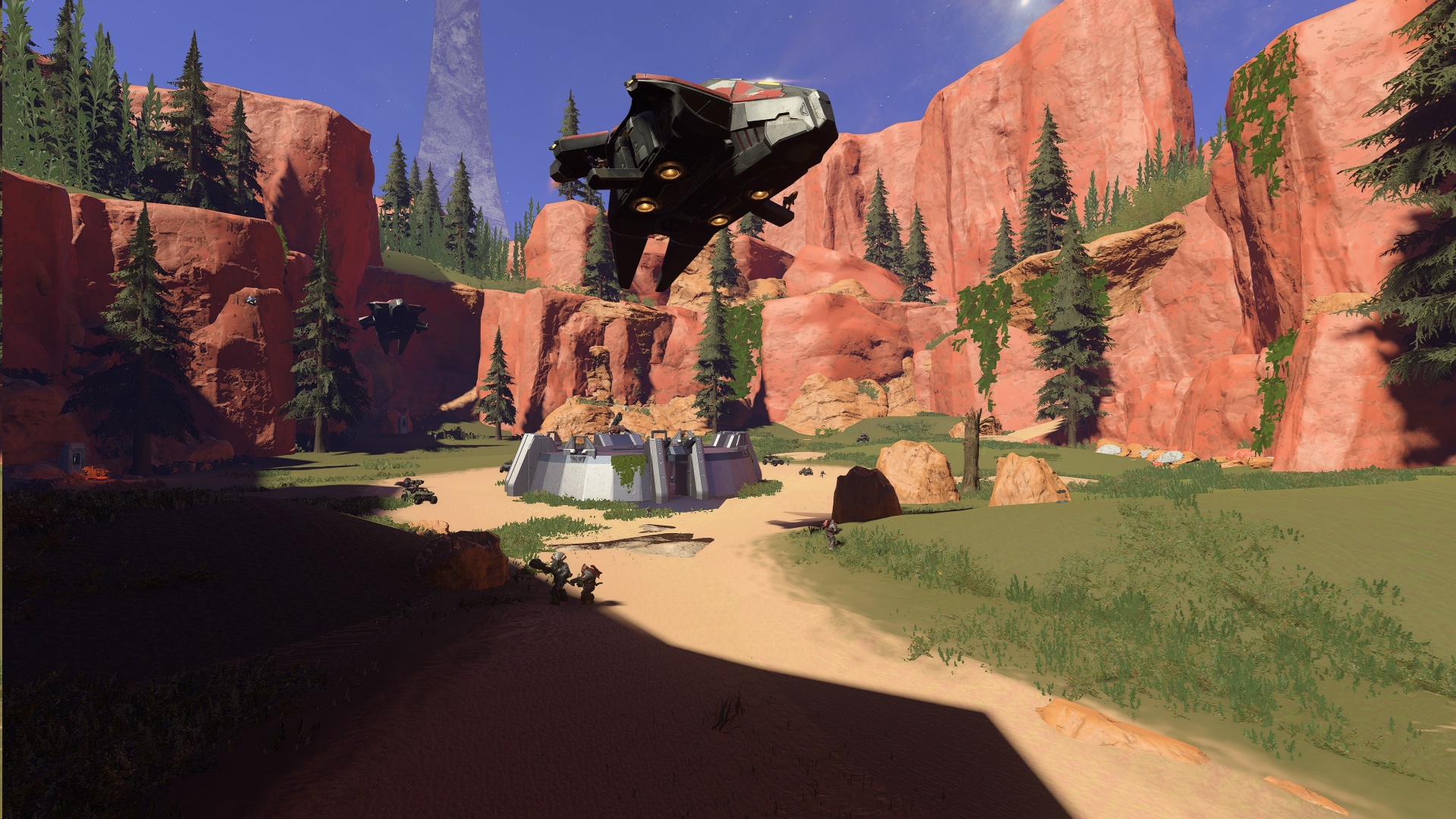 Halo Infinite screenshot of the PvPvE Bloodgulch map created in Forge