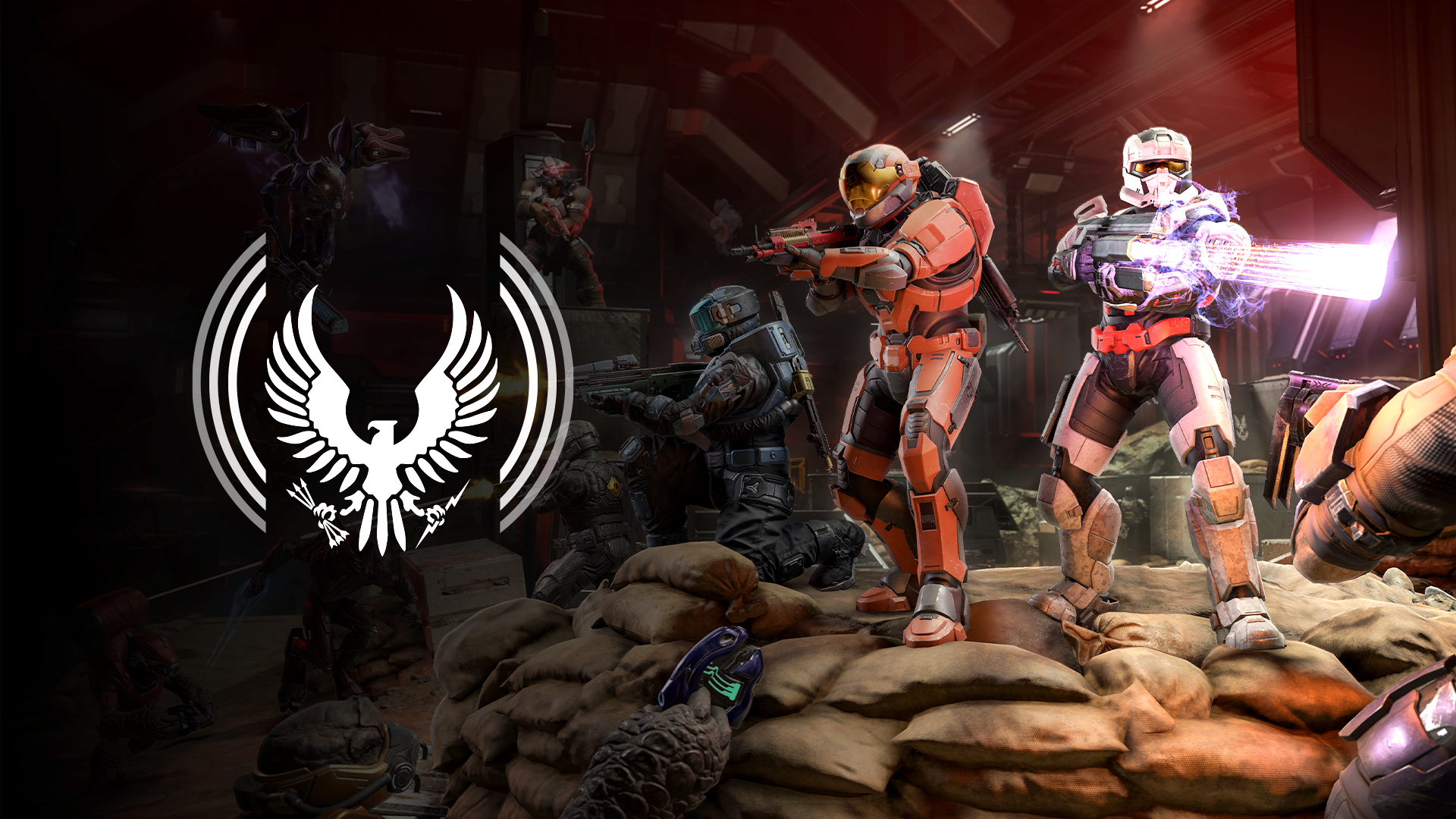 Halo Infinite playlist image for Firefight: King of the Hill on Heroic difficulty depicting Spartans fighting Banished on the House of Reckoning map