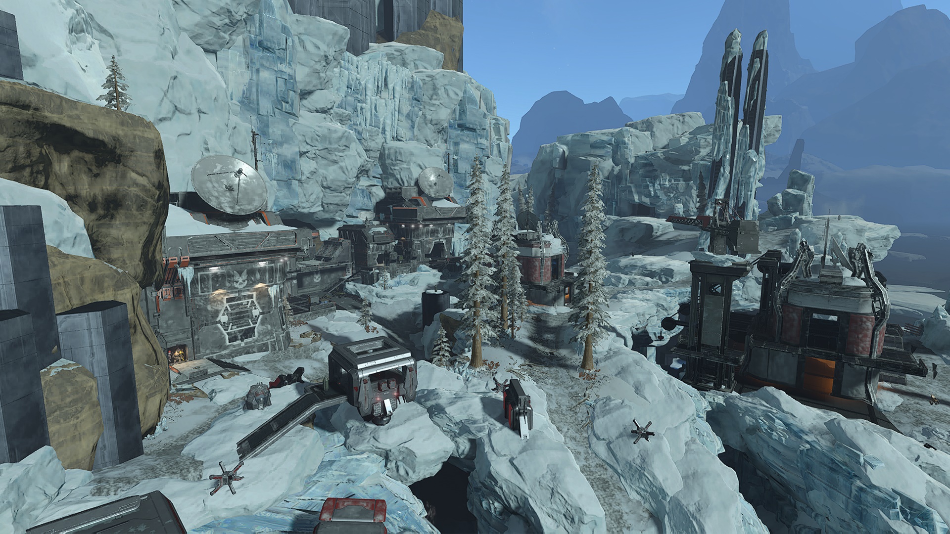 Halo Infinite screenshot van de Arctic Point-kaart gemaakt in Forge