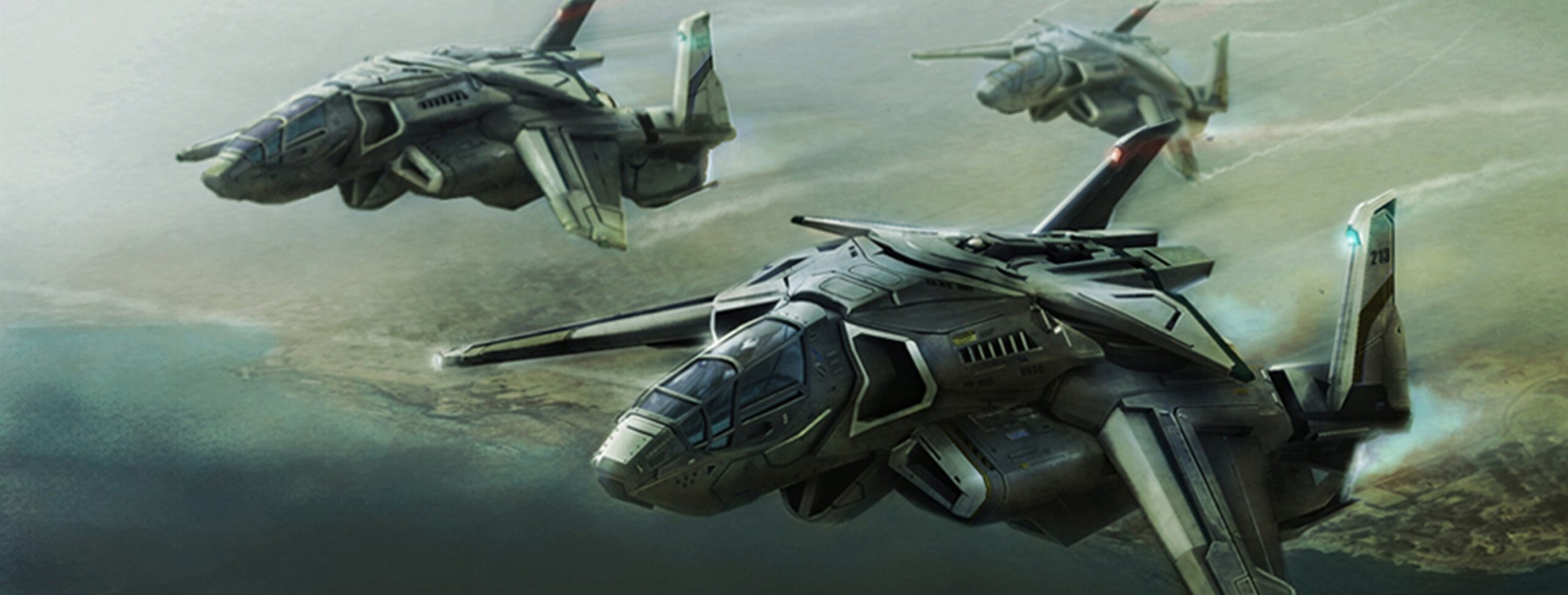 Halo Wars concept art of the Falcata fighter
