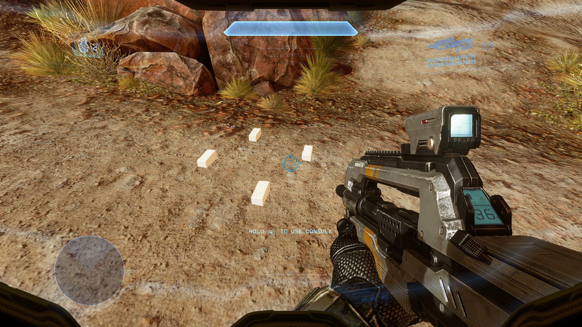 Halo 4 screenshot of the audio log buttons on Reclaimer