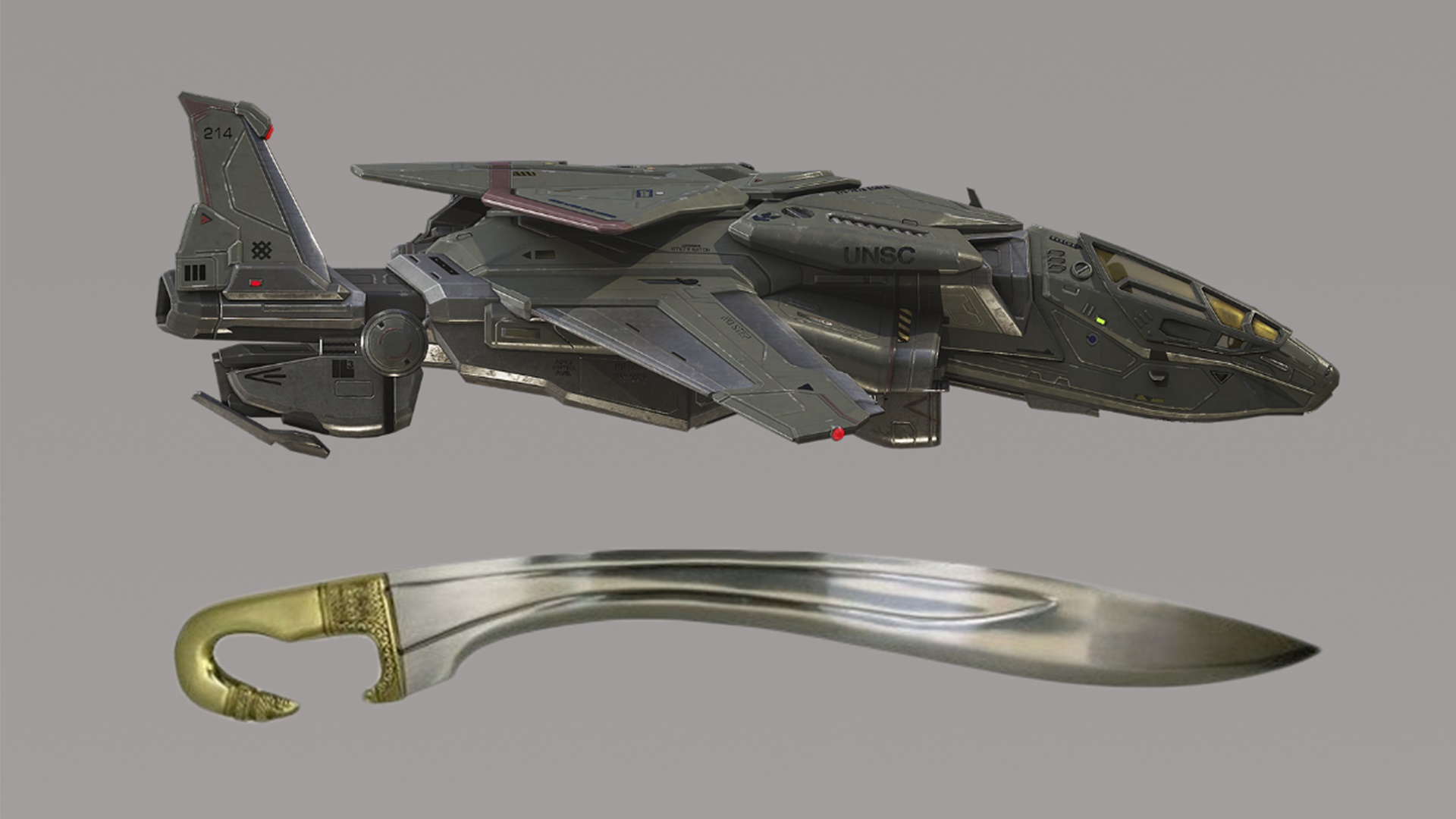Image depicting the similarity in form of the Falcata fighter and sword