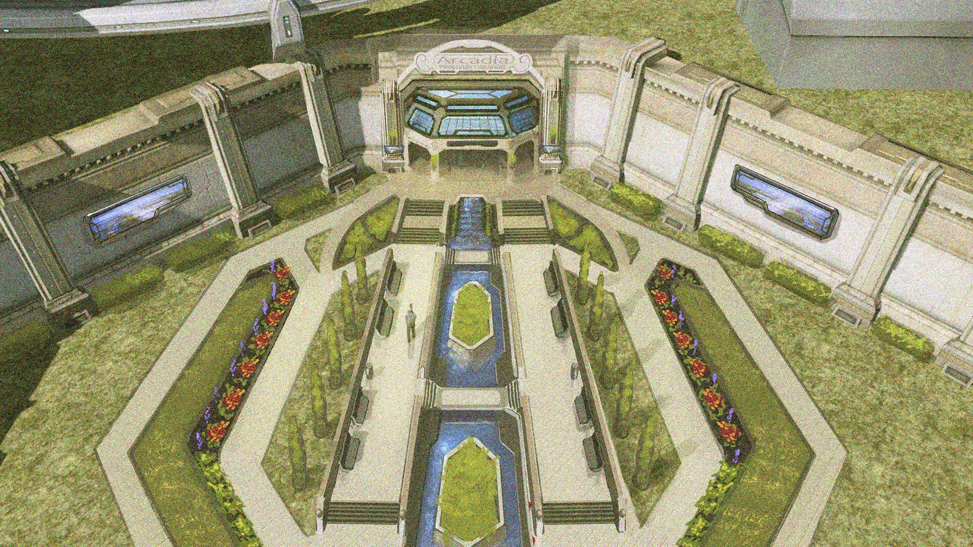Halo Wars concept art of gardens on Arcadia