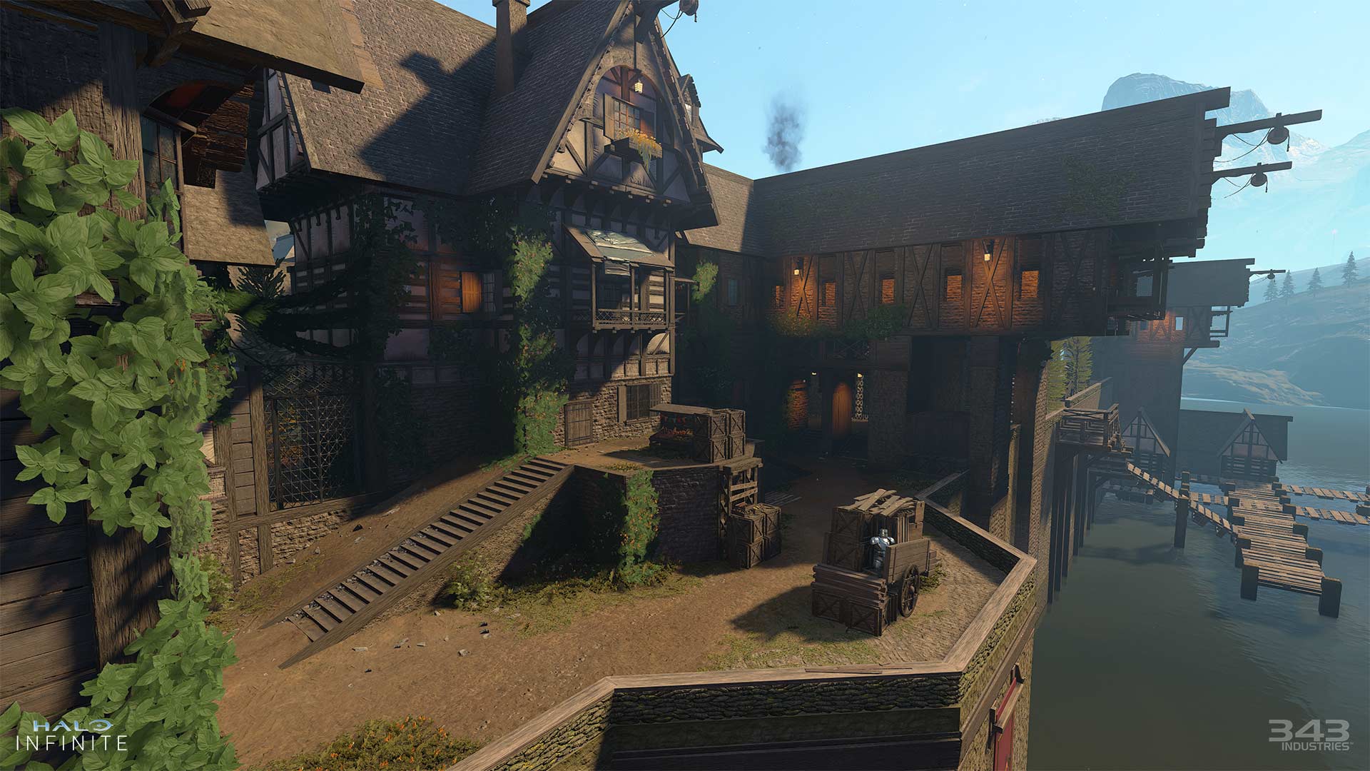 Husky Raid map "Merchant's Square" created in Halo Infinite Forge.