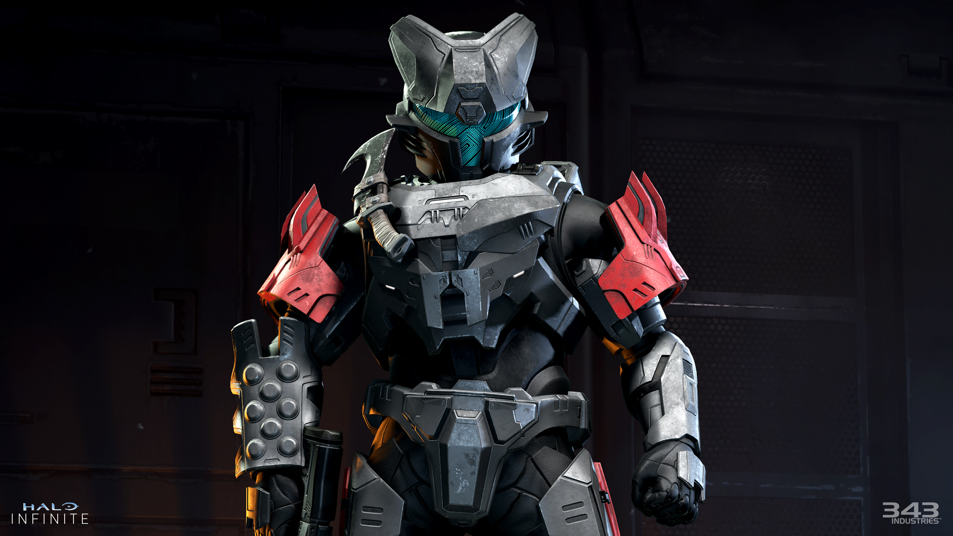 A spartan wearing elements of the Banished Honor operation reward track. 