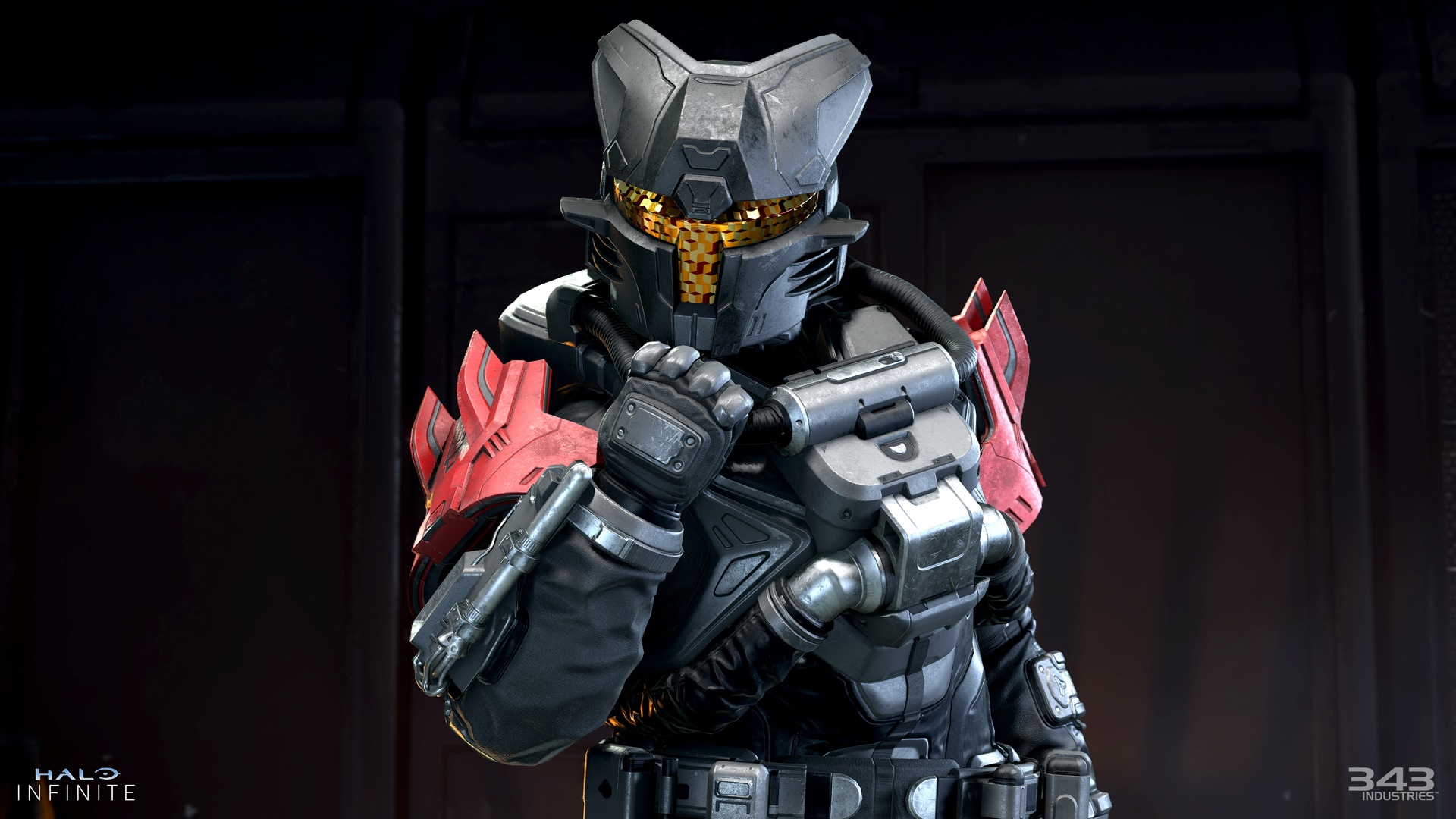 Halo Infinite screenshot of a Spartan in Banished-themed armor