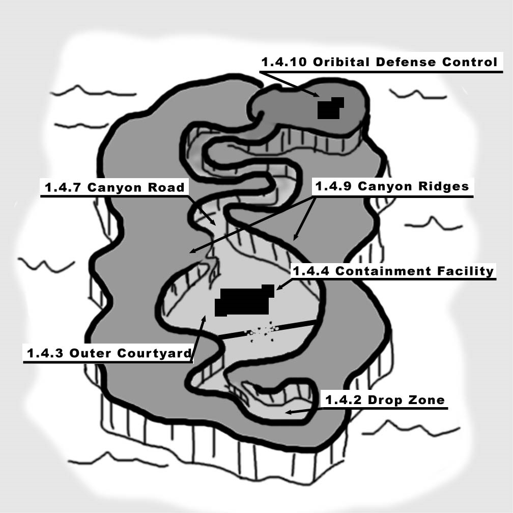 Overview map for C30. (Bungie design sketch.)