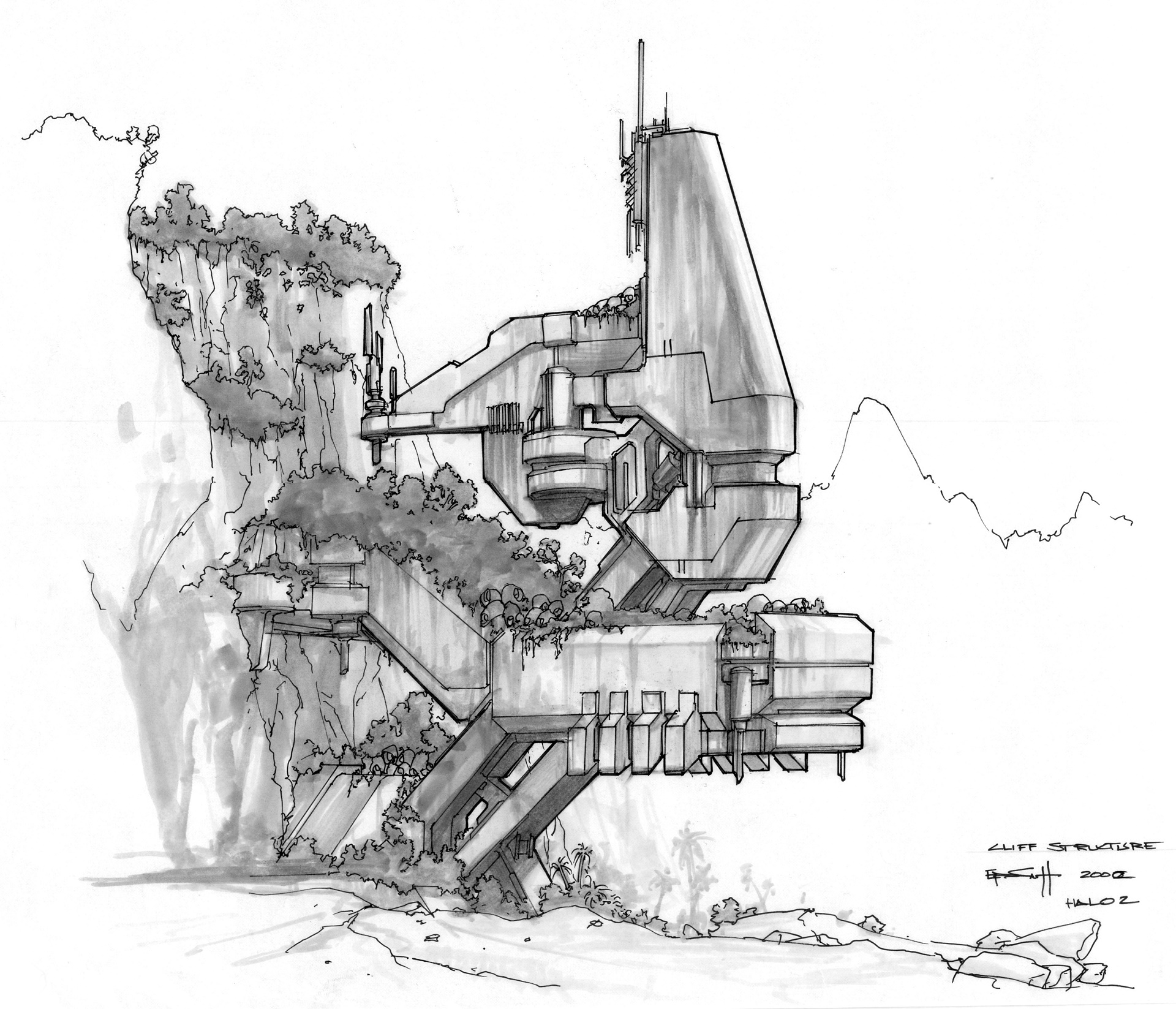 Forerunner tower. (Bungie concept art by Eddie Smith.)