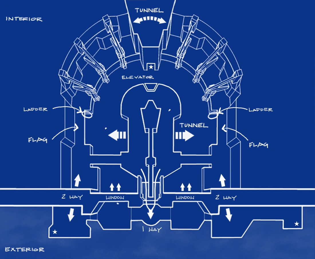 Cloud City rough layout. (Bungie design image.)