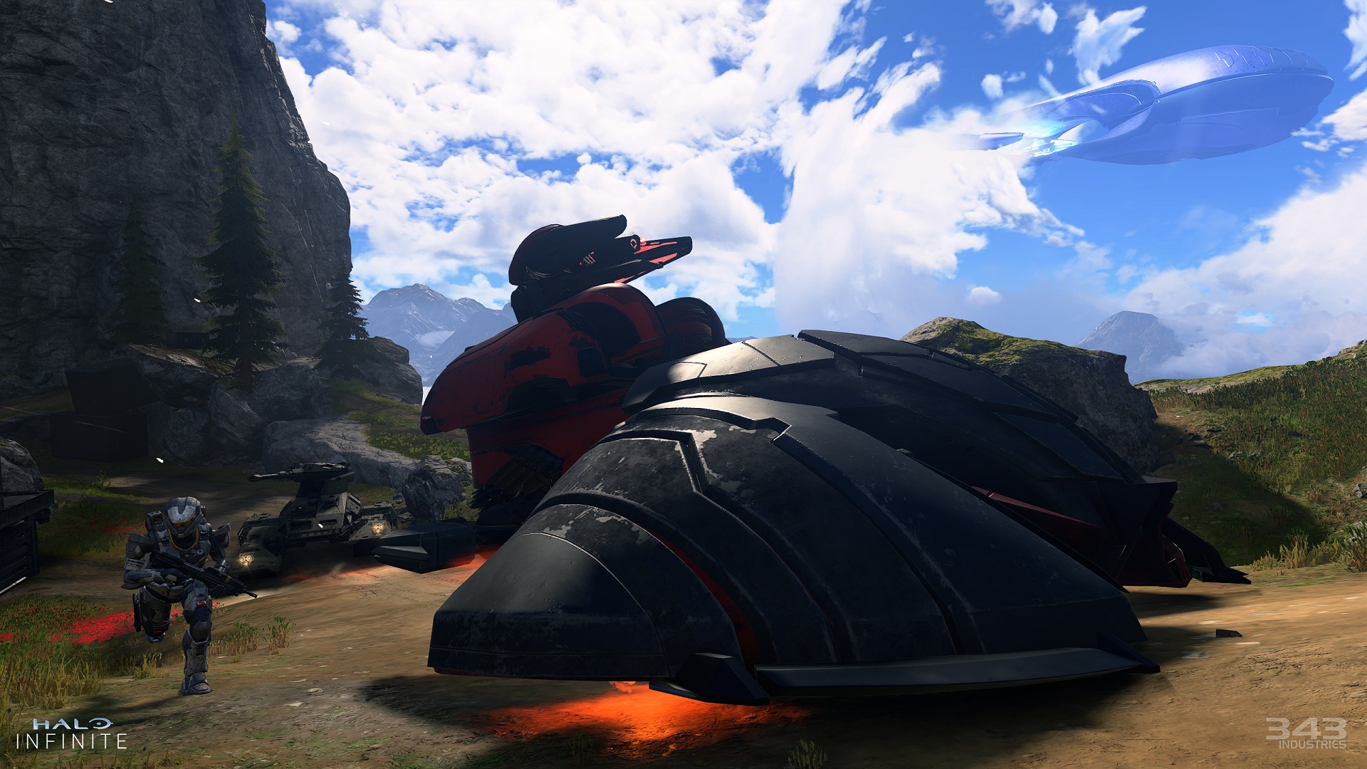 Halo Infinite screenshot of a Scorpion and Wraith on Highpower