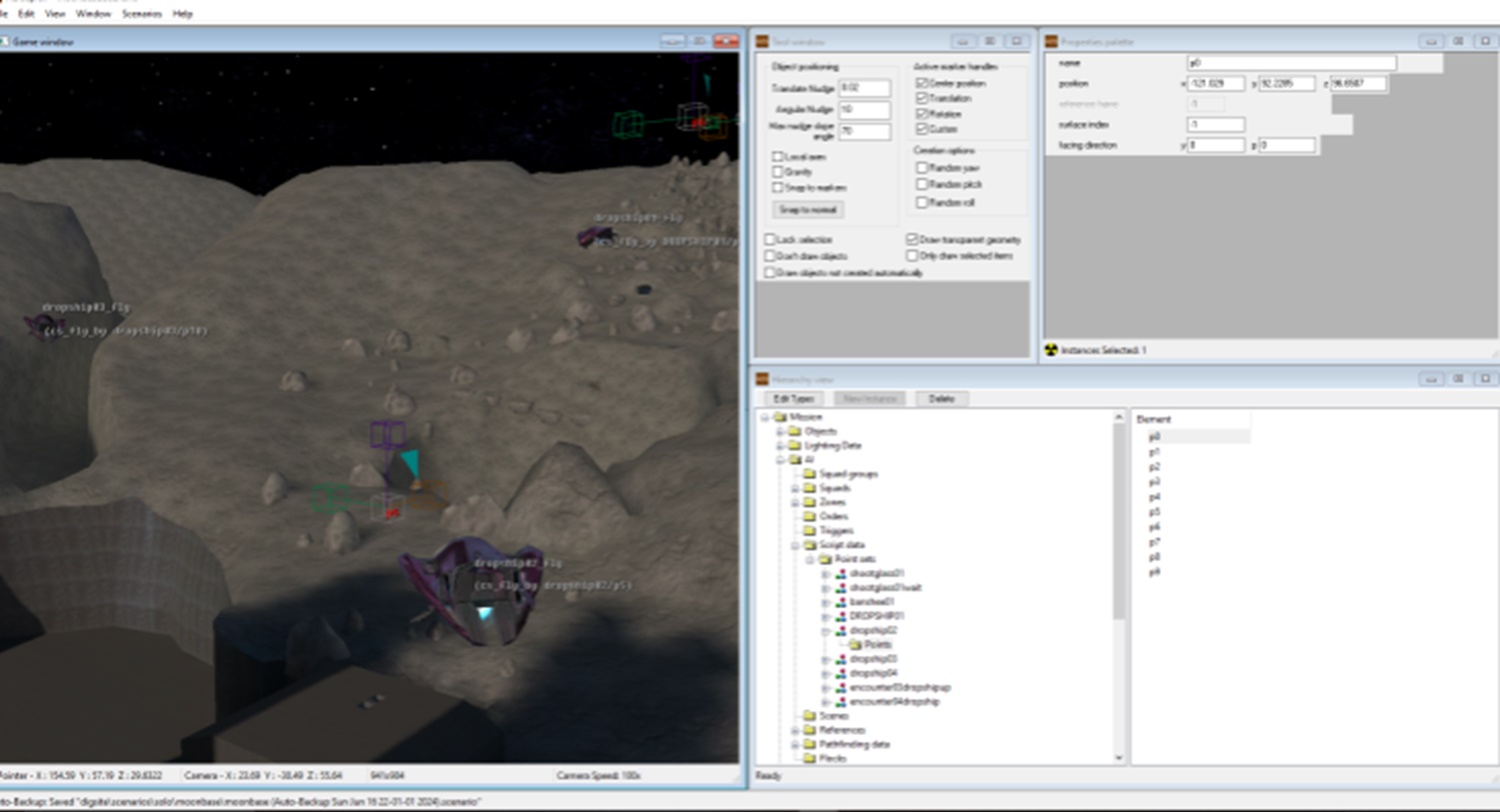 Image of dropship pathing and scripts on M1 Exploration