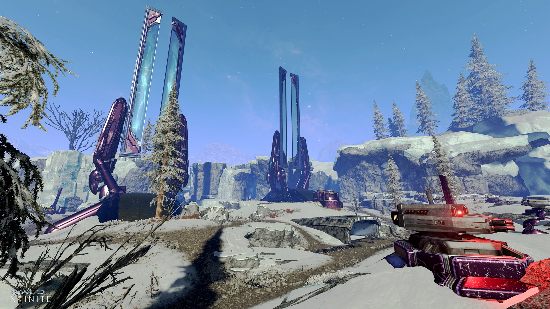 Halo Infinite screenshot of the Forge map Snowbound