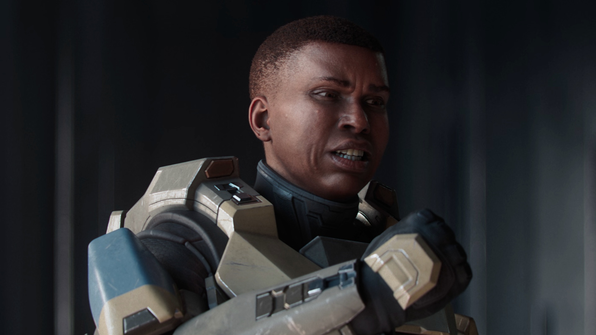 Halo Infinite movie screenshot of Spartan commander Laurette Agryna