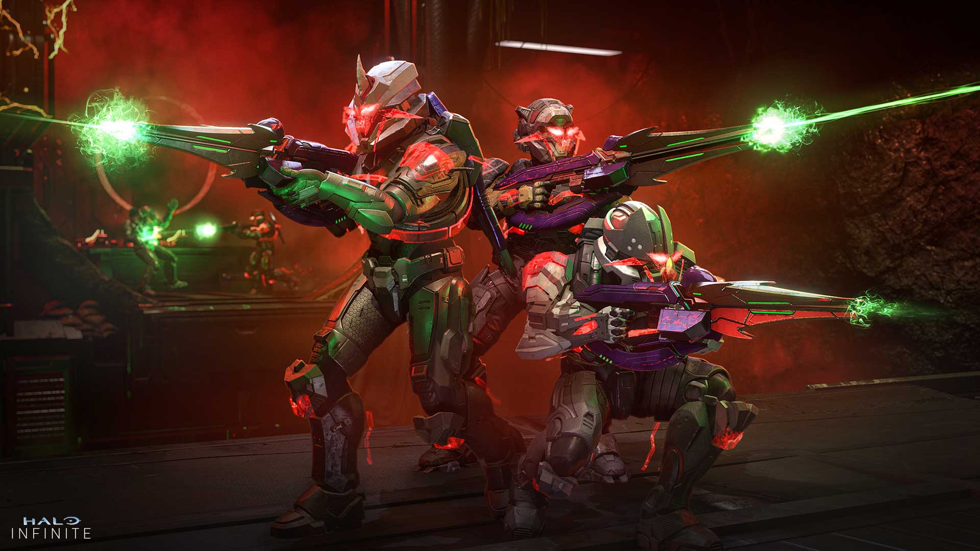 Three Spartans wielding the Vestige Carbine in Banished Slayer.