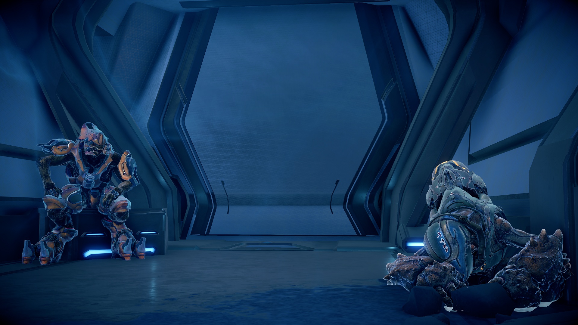 Halo 5 screenshot of Dham 'Mashatt and Jabjab in a cell on Genesis
