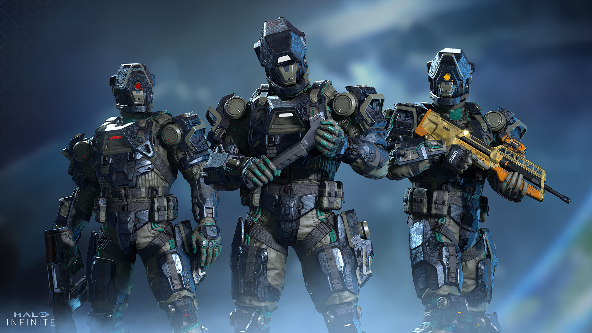 Three Spartans pose in Kobold armor.