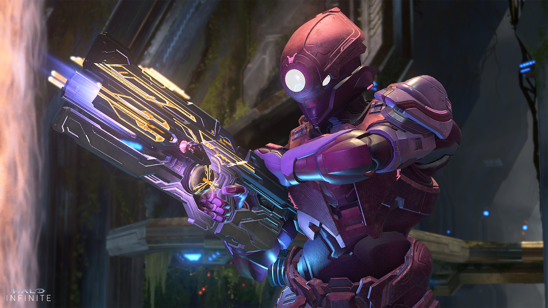 A Spartan wearing Sibyl armor wields the Kylixian Heatwave weapon model.