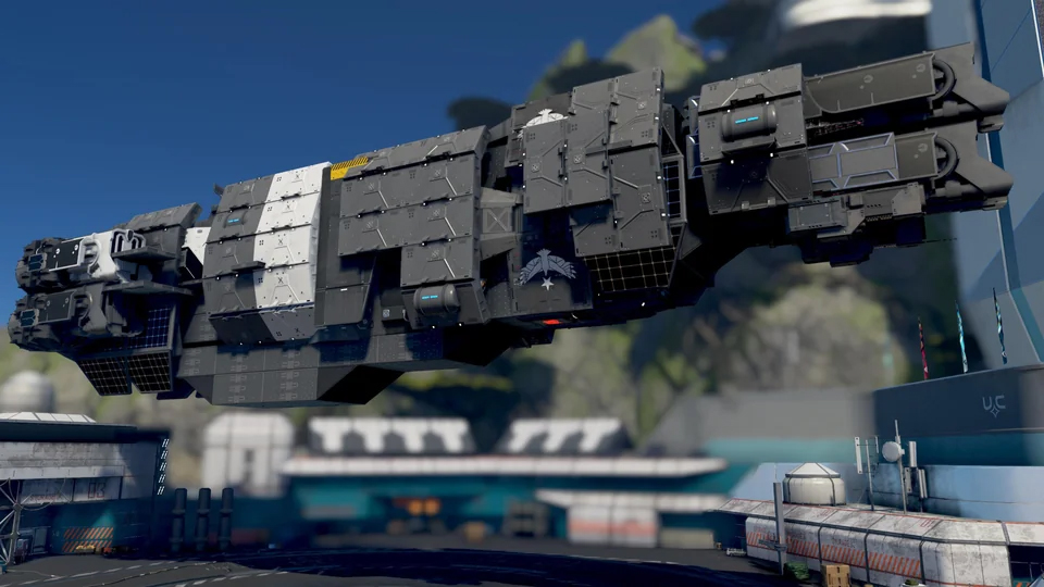 Marathon-class heavy cruiser as built in Starfield.