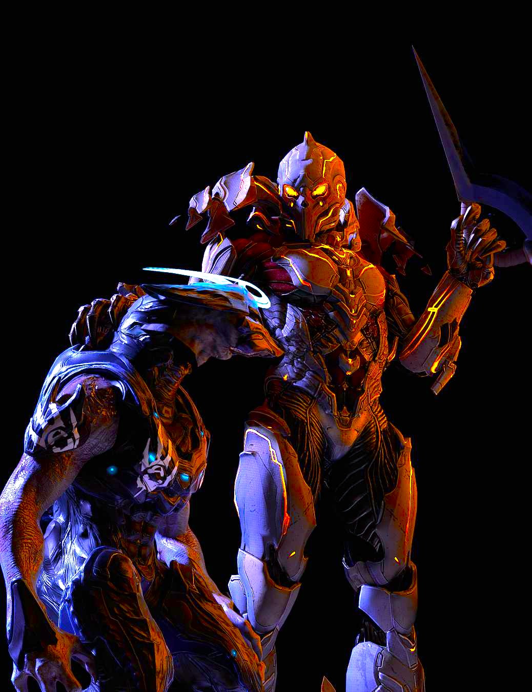 Art by DecepticonCobra. The Didact lays a heavy hand on Jul 'Mdama's shoulder in praise.