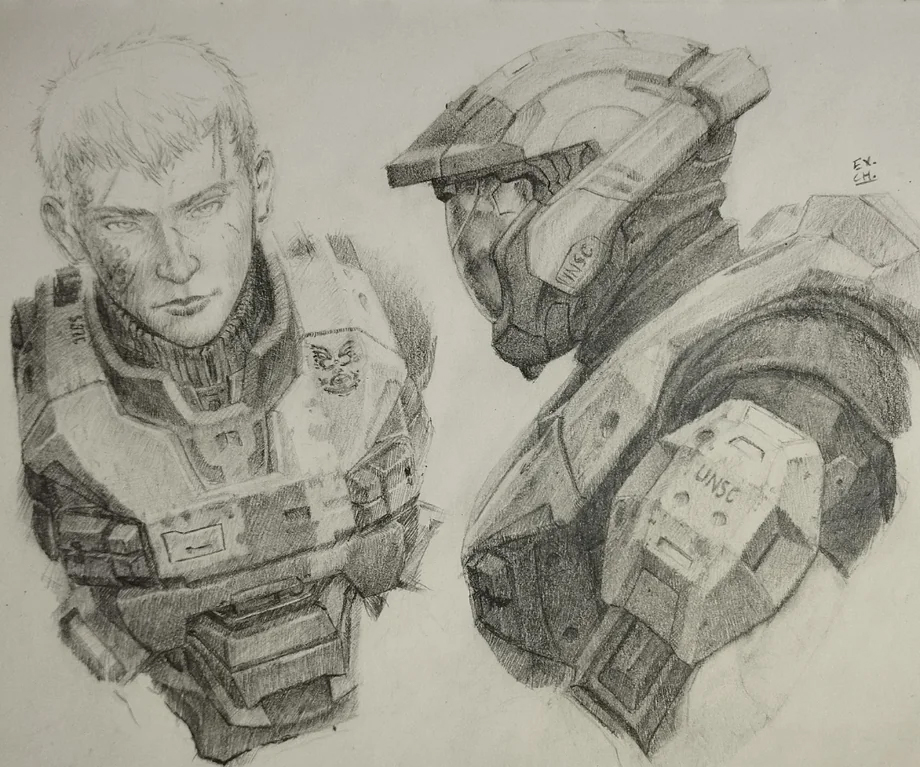 A sketch of Kat from Halo: Reach.